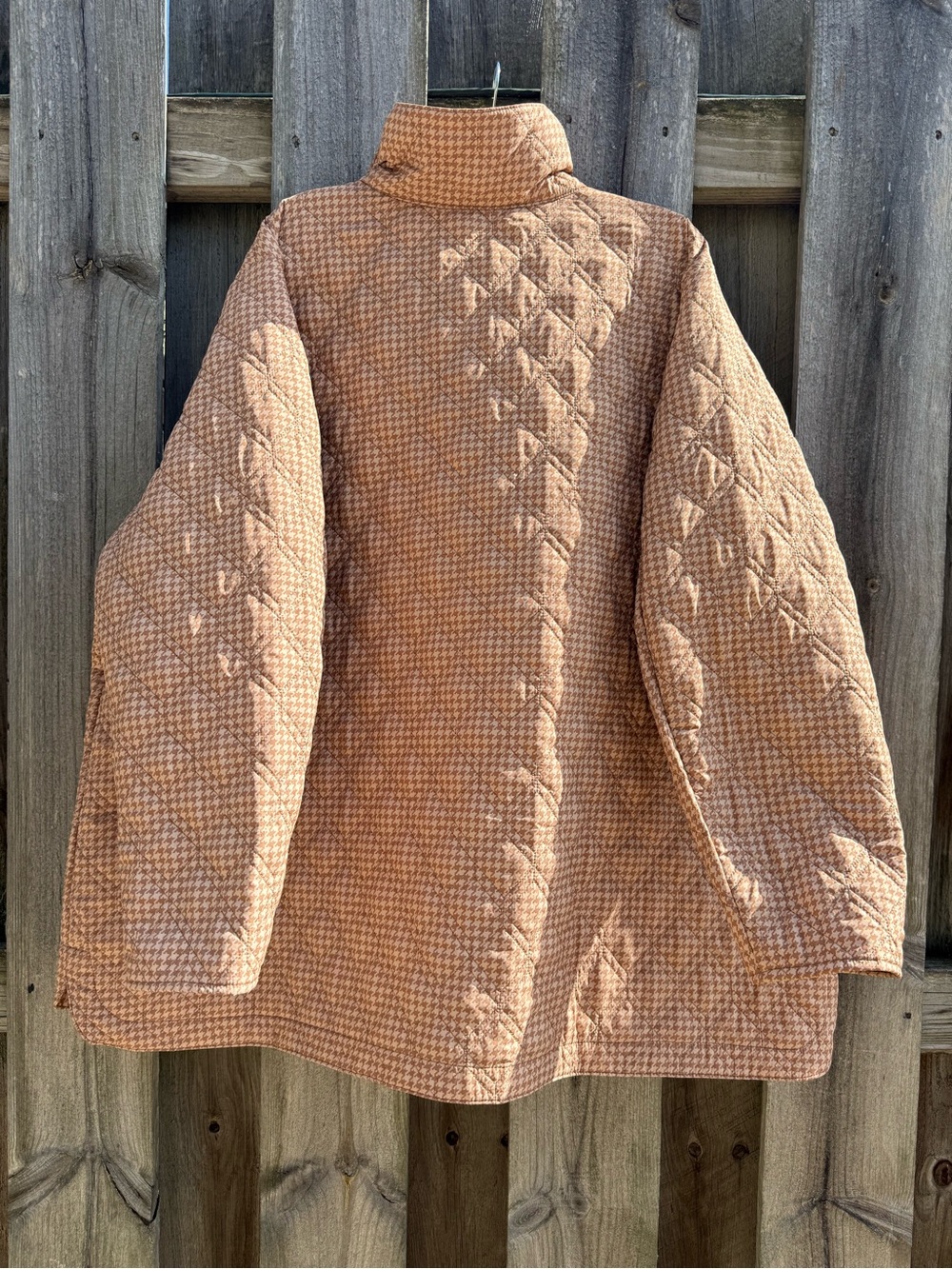 Lands End Quilted Jacket Tan Houndstooth PrimaLoft Insulated Women’s Plus 3X - Picture 4 of 12